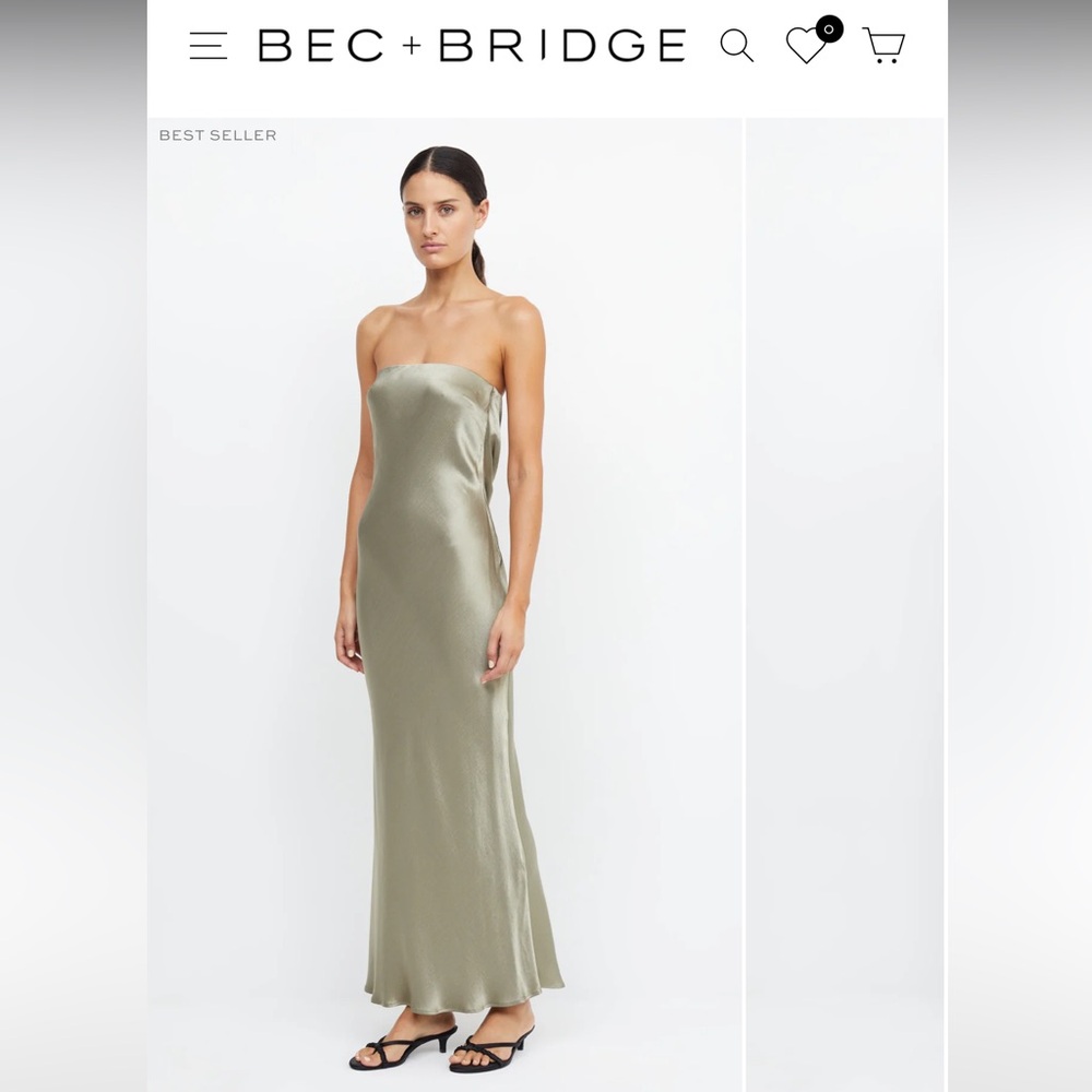 NWT Bec & Bridge Moon Dance Strapless Dress in Sage